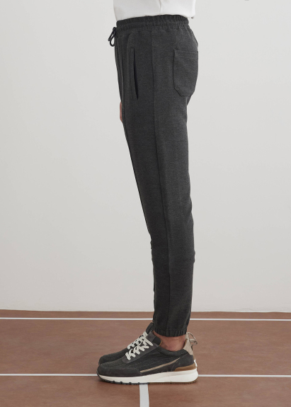 Anthracite Color Knit Fabric Jogger Pants - 2