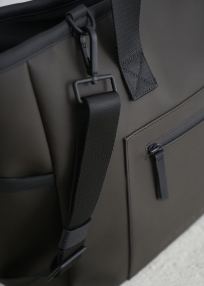 Khaki Color Leather Detail Bag - 3