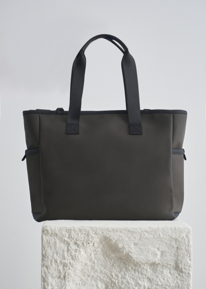 Khaki Color Leather Detail Bag - 4