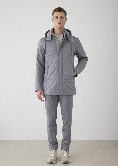 Gray Zip-Up Hooded Jacket - Boris Becker