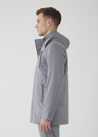 Gray Zip-Up Hooded Jacket - 6