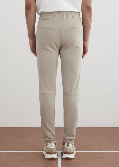 Beige Knit Fabric Jogger Pants - 9