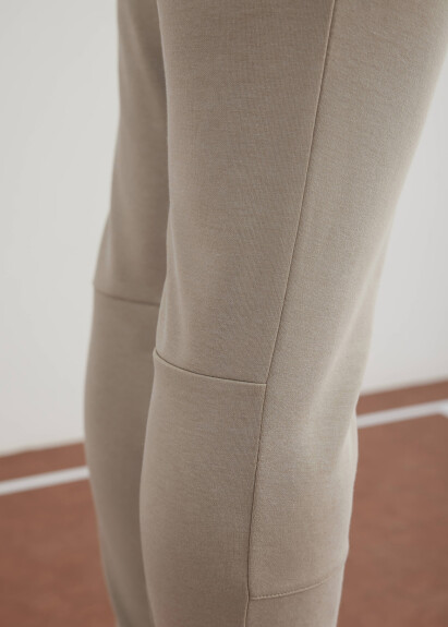 Beige Knit Fabric Jogger Pants - 11