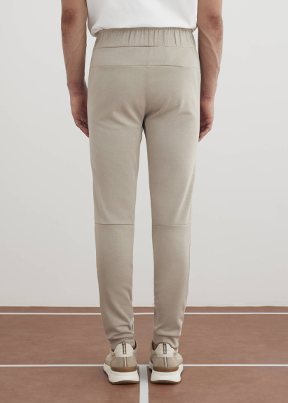 Beige Knit Fabric Jogger Pants - 10