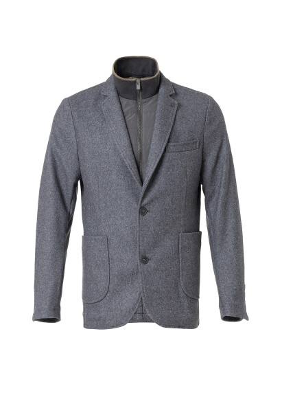 Anthracite Color Removable Inner Lined Wool Blend Jacket 