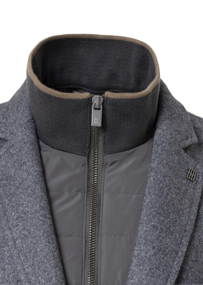 Anthracite Color Removable Inner Lined Wool Blend Jacket - 2