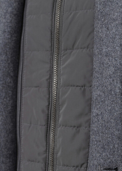 Anthracite Color Removable Inner Lined Wool Blend Jacket - 3