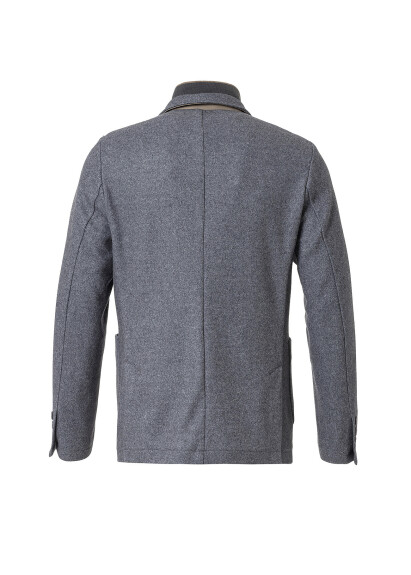 Anthracite Color Removable Inner Lined Wool Blend Jacket - 7