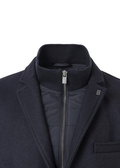 Anthracite Color Removable Inner Lined Wool Blend Jacket - 2