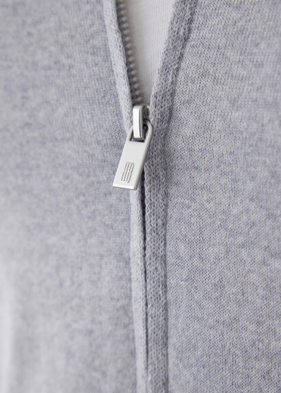 Gray Stand up Neck Zip-Up Knit Cardigan - 5