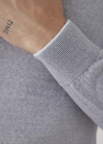 Gray Stand up Neck Zip-Up Knit Cardigan - 6