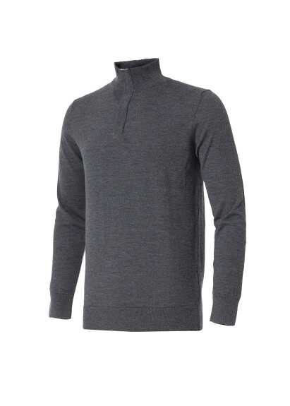 Anthracite Color Half-Button Knit 