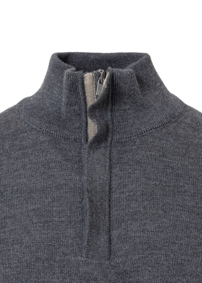 Anthracite Color Half-Button Knit - 2