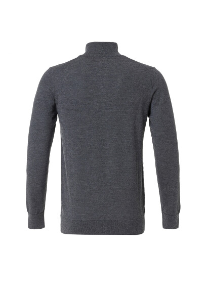 Anthracite Color Half-Button Knit - 3
