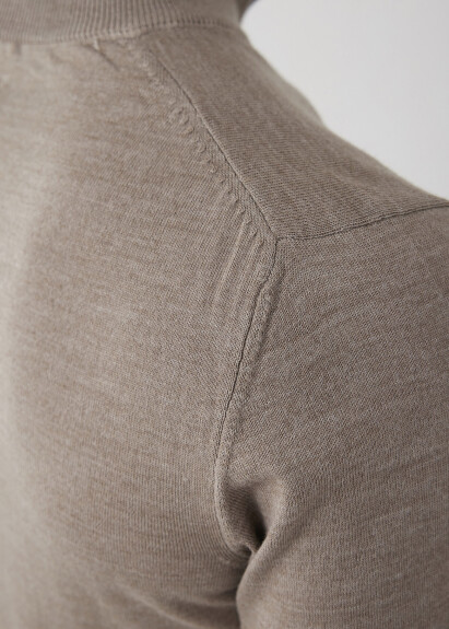 Beige Half-Zip Sweater - 4