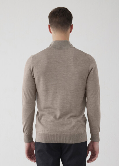 Beige Half-Zip Sweater - 5