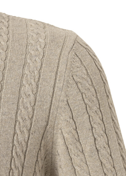 Beige Braided Knit Cashmere Sweater - 2