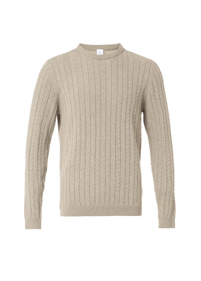 Beige Braided Knit Cashmere Sweater 