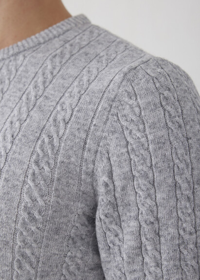 Beige Braided Knit Cashmere Sweater - 4