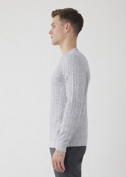 Beige Braided Knit Cashmere Sweater - 3