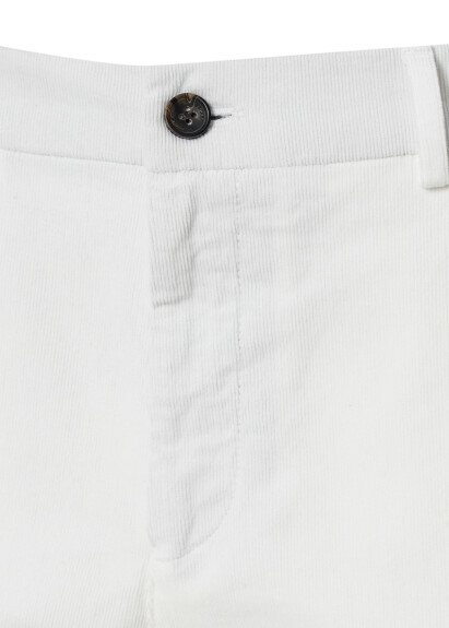 Off-White Color Velvet Elastic Waist Jogger Pants - 2