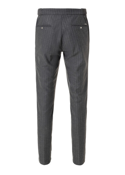 Gray Striped Chino Pants - 7
