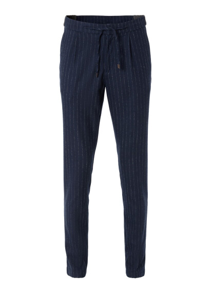 Navy Blue Striped Chino Pants - 2