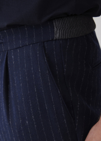 Navy Blue Striped Chino Pants - 3