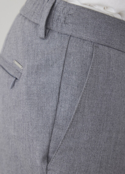 Pleated Gray Color Chino Pants - 4