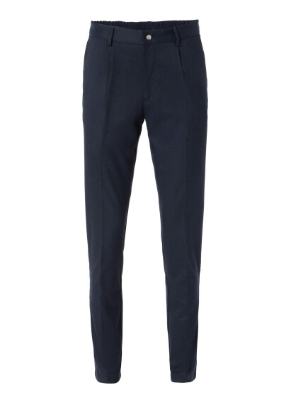 Pleated Navy Chino Pants 