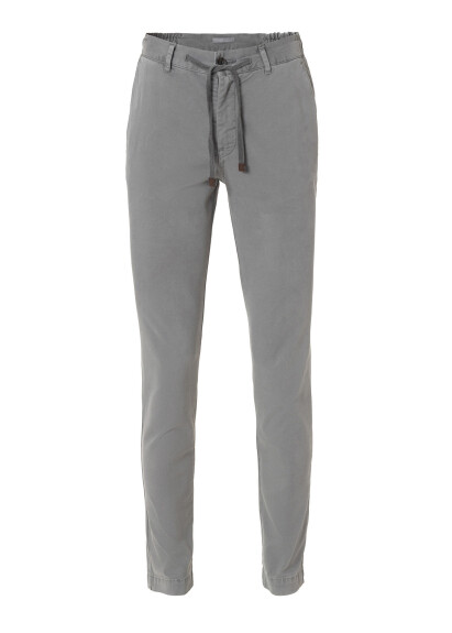 Gray Elastic Waist Corded Chino Pants - 2