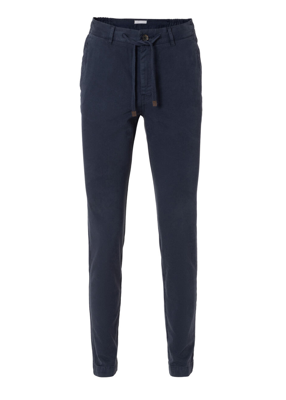 Navy Blue Elastic Waist Drawcord Chino Pants - Boris Becker