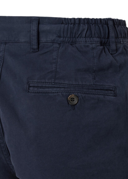 Navy Blue Elastic Waist Drawcord Chino Pants - 5