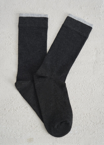Anthracite Color Ribbed Bamboo Socks 