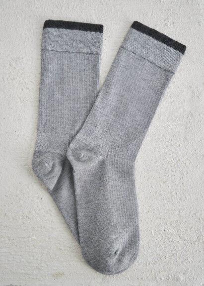 Light Gray Color Ribbed Bamboo Socks 