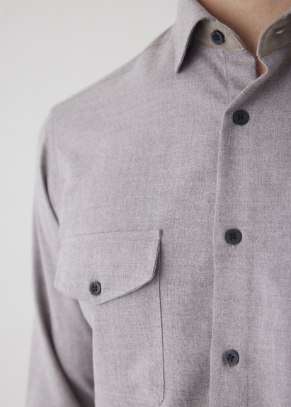 Brown Color Pocket Detail Shirt - 4