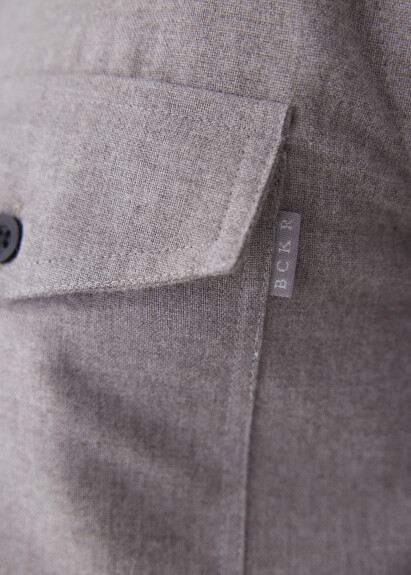 Brown Color Pocket Detail Shirt - 5