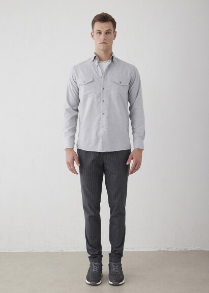 Gray Pocket-Detailed Shirt 