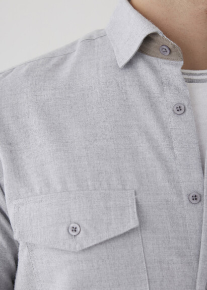 Gray Pocket-Detailed Shirt - 2