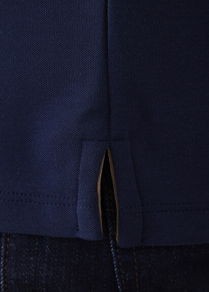 Navy Blue Color Crew Neck Long Sleeve T-Shirt - 7