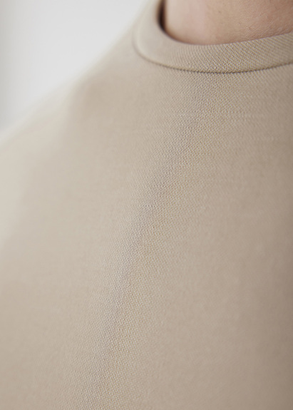 Stone Color Crew Neck Long Sleeve T-Shirt - 6