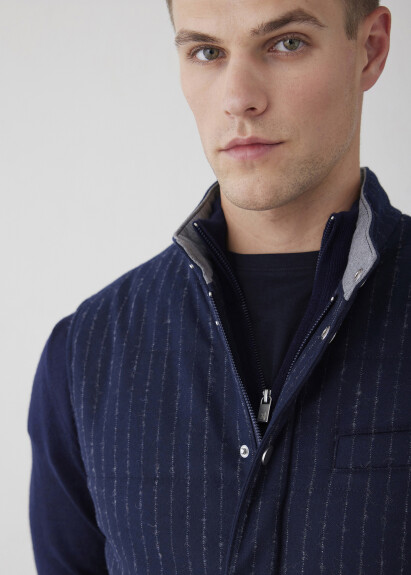 Navy Blue Striped Vest - Boris Becker