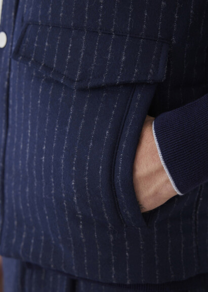 Navy Blue Striped Vest - 7