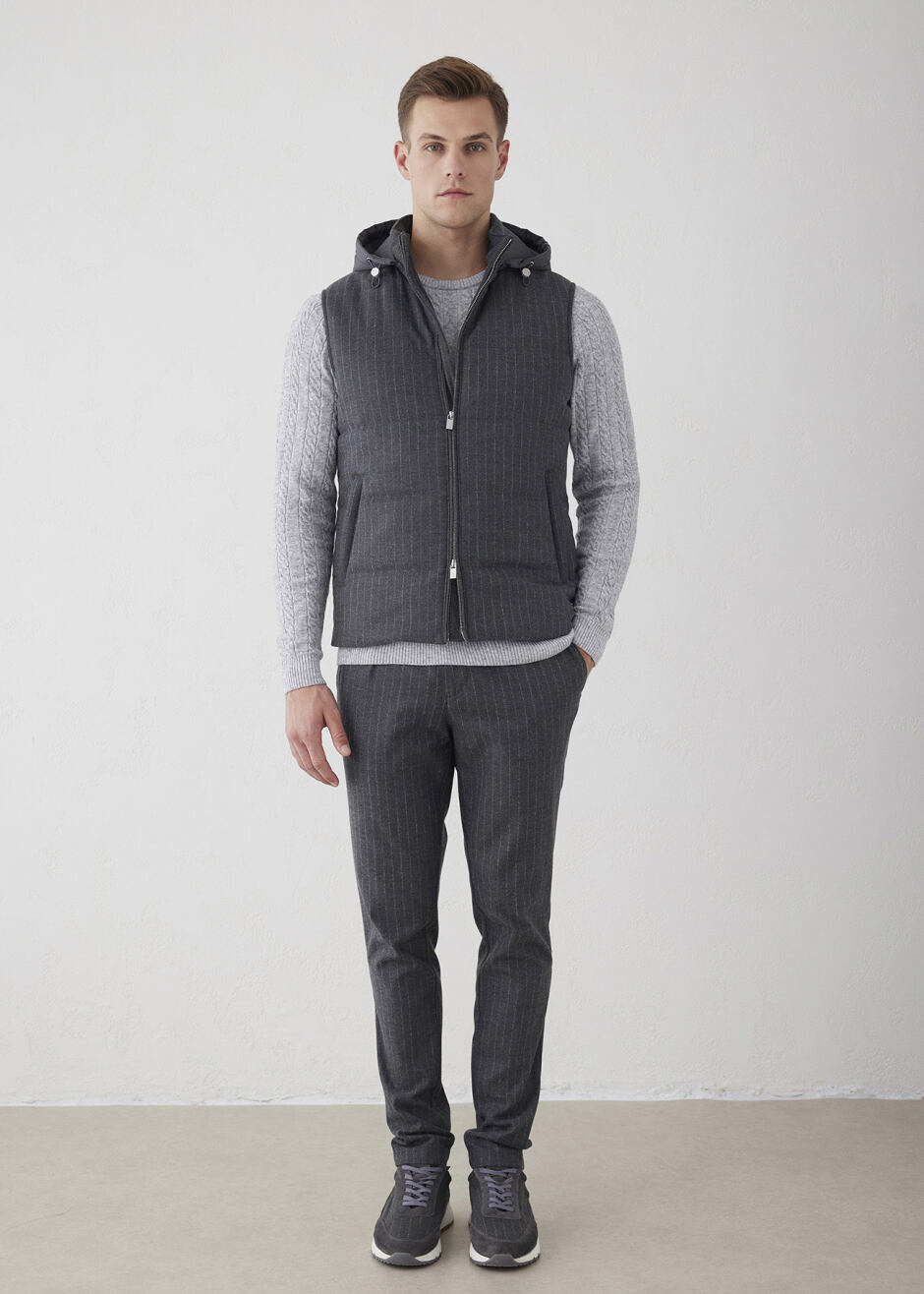 Anthracite Color Striped Detachable Hooded Vest - Boris Becker