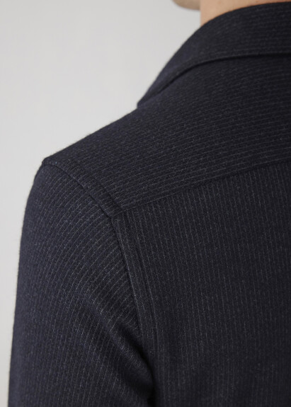 Anthracite Color Striped Wool Blend Shirt - 9