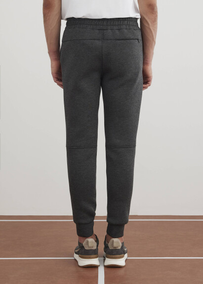 Anthracite Color Knit Fabric Jogger Pants - 5