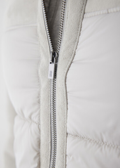 Gray Fur-Lined Suede Jacket - 6