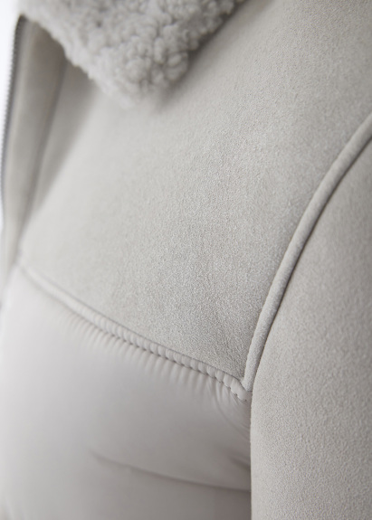 Gray Fur-Lined Suede Jacket - 3