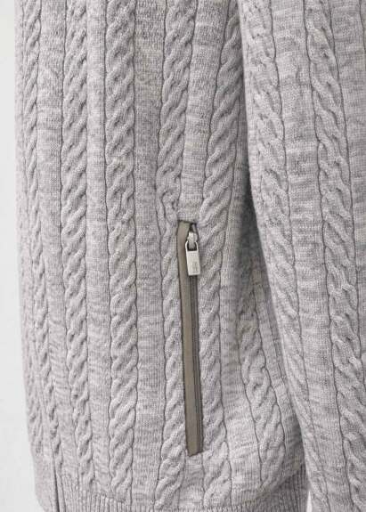 Gray stand Up Collar Cashmere Cardigan - 3