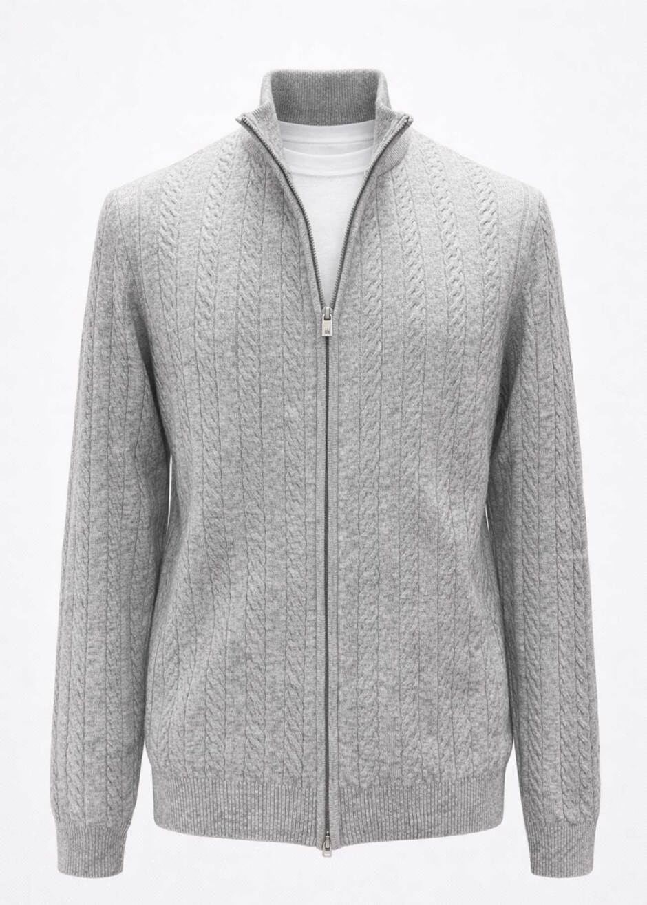Gray stand Up Collar Cashmere Cardigan - Boris Becker